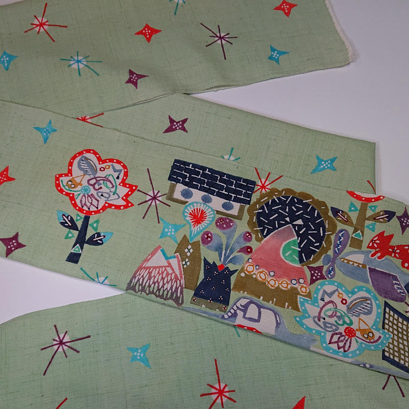 きものヱビス□ 国画会 池 深雪作型絵染紬地名古屋帯地反物