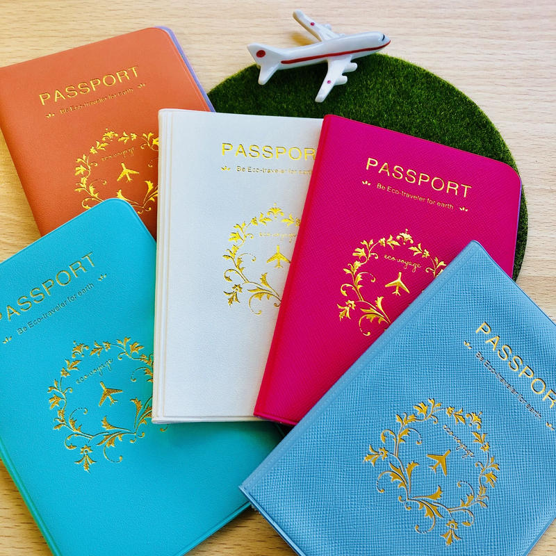 ゴールドの飛行機がかわいいパスポートカバー Sky Passport