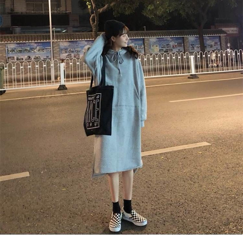 再入荷 ﾚﾃﾞｨｰｽ 裏起毛ﾛﾝｸﾞ丈ﾊﾟｰｶｰﾜﾝﾋﾟｰｽ ｸﾞﾚｰ Smileki