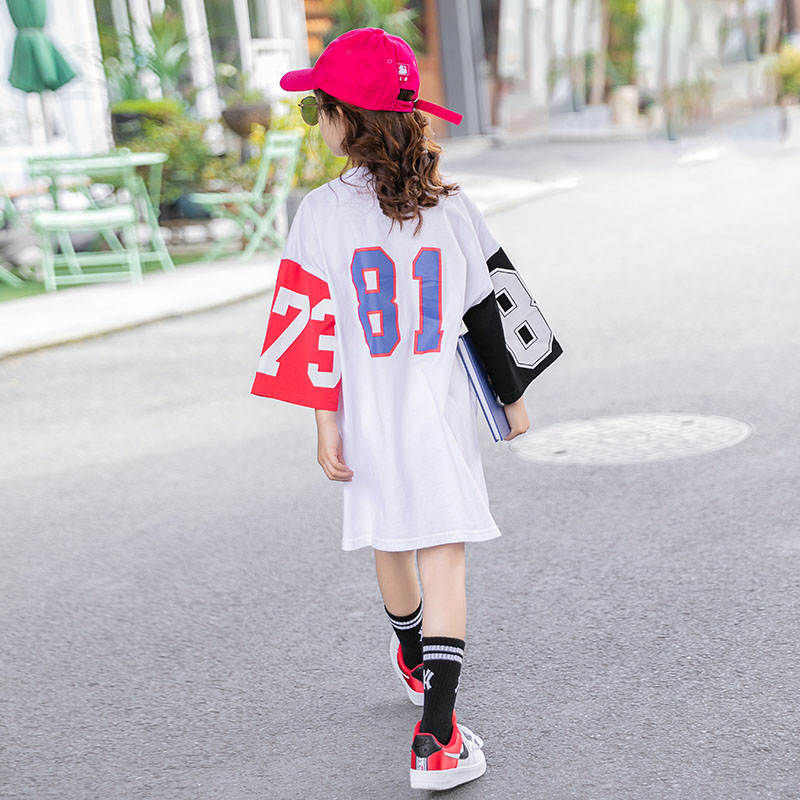 Kids 81ﾅﾝﾊﾞｰﾌﾟﾘﾝﾄﾃﾞｻﾞｲﾝ袖切替ﾜﾝﾋﾟｰｽ 573 Smileki