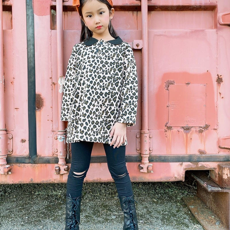 再入荷 Kids ﾚｵﾊﾟｰﾄﾞ柄ﾊﾞｯｸﾃﾞｻﾞｲﾝﾜﾝﾋﾟｰｽ 755 Smile