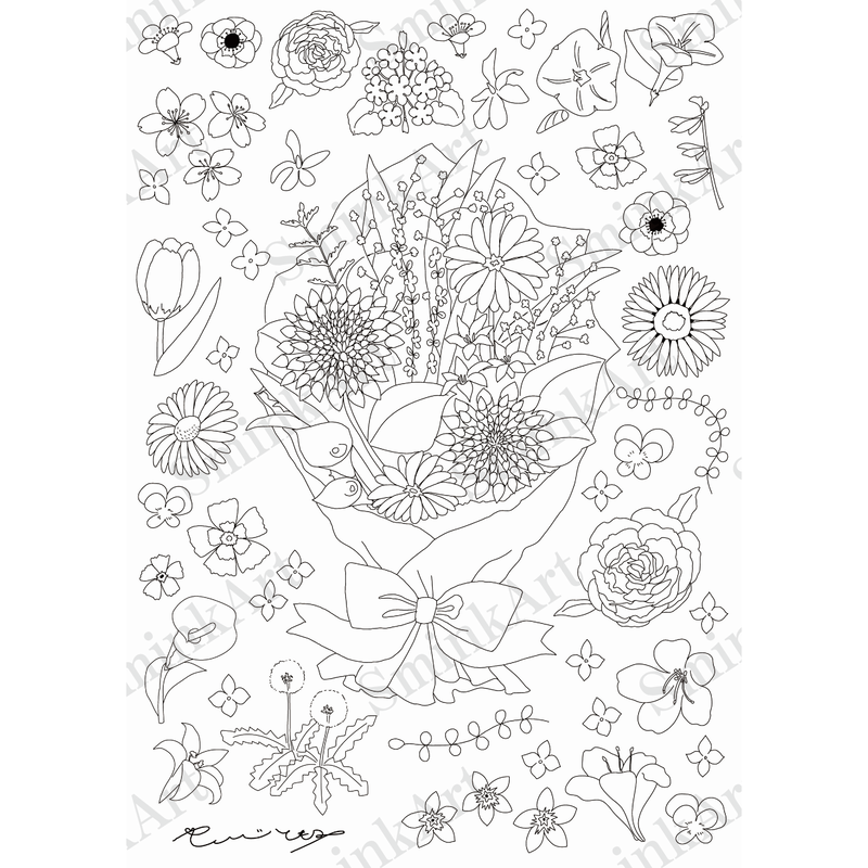 Sminkart塗り絵シール 植物柄 サイズ2種 セット 塗り絵デザインシール