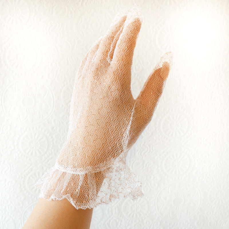 ラメ入りレースのフリルショートグローブ 品番 G408 ヘッドドレスとパーティー用グロ