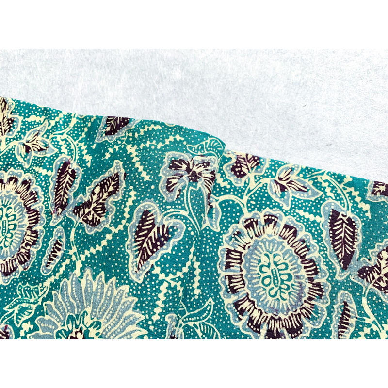 ジャワ更紗 半幅帯 花緑青に花文様 古布と帯 夫々 Sorezore