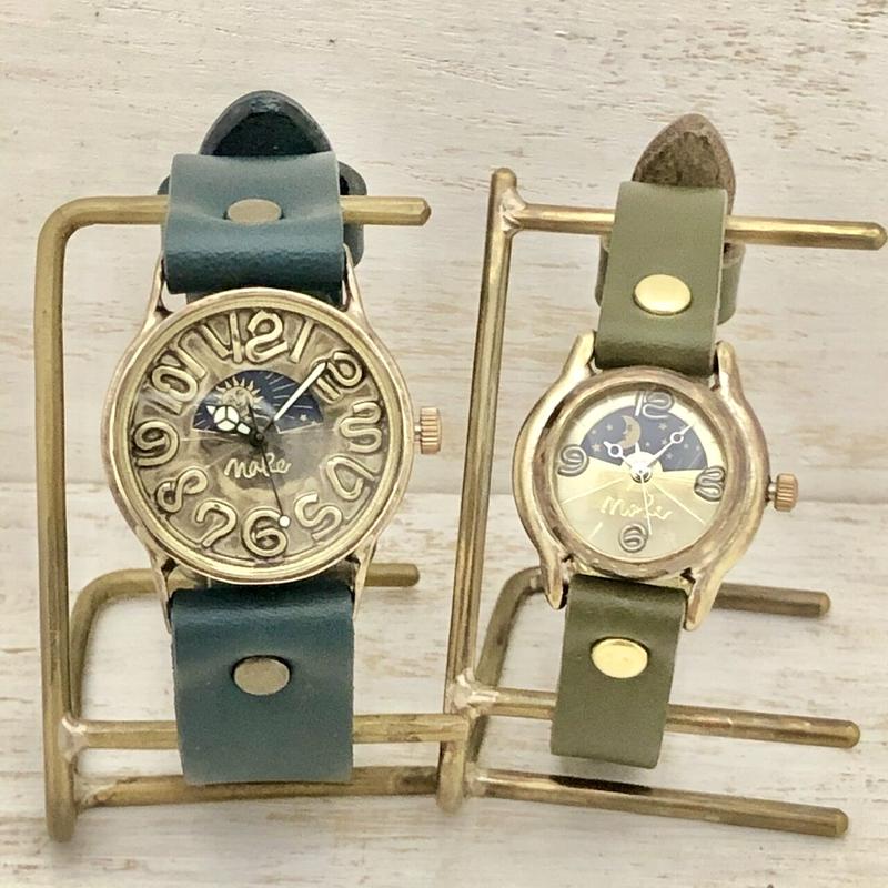 アンティーク調 ペアウォッチ 32mm Brass Sun Moon 22mm Brass S