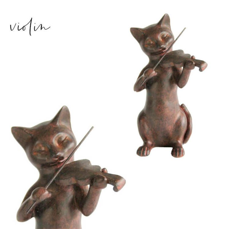 彩か Saika Rust Cat Trio アンティーク風 オブジェ 置物 猫 三重奏 ねこ