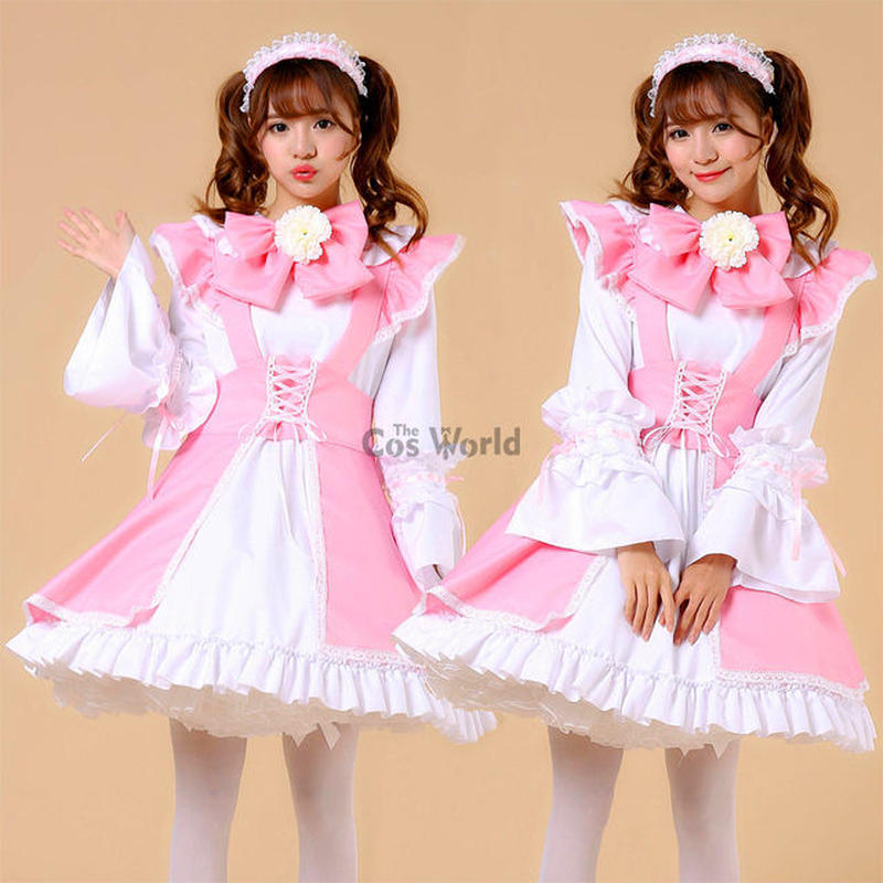 ロリータ王女長袖ファンシーエプロンメイドドレス衣装 Meidofuku 制服アニメコスプレ衣装