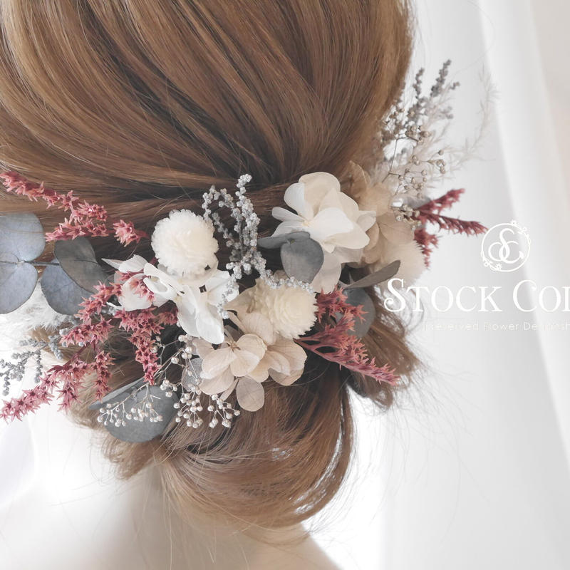 ユーカリとスターチスのナチュラルヘッドドレス・ヘアアクセサリー ユーカリとスターチスのナチュラルヘッドドレス・ヘアアクセサリー