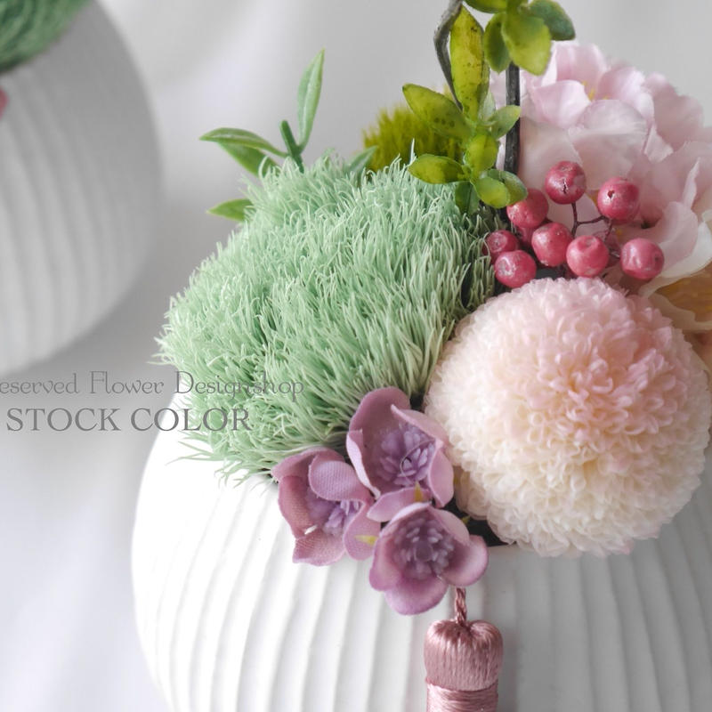 桜とピンポンマムの和モダンアレンジ 陶器 白 Stockcolor S Store