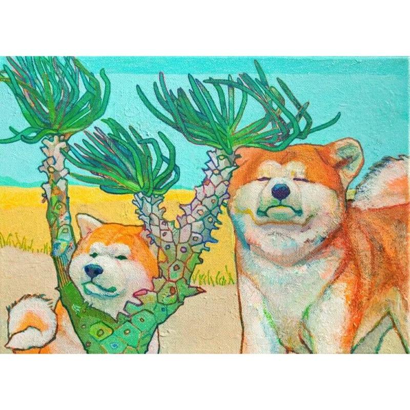 チャウチャウ(犬) クレヨン画-