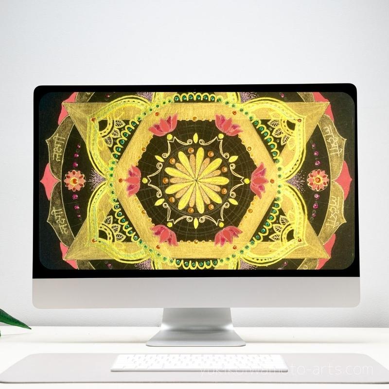 壁紙 金運アップ曼荼羅アート 繁栄 スマホ待ち受け Wallpaper Mandala A