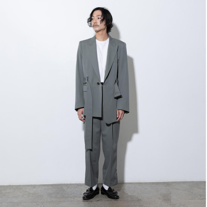 WOOL GABARDINE ASYMMETRY BELTED JACKET .02 | SU WOOL GABARDINE ASYMMETRY BELTED JACKET .02 | SU