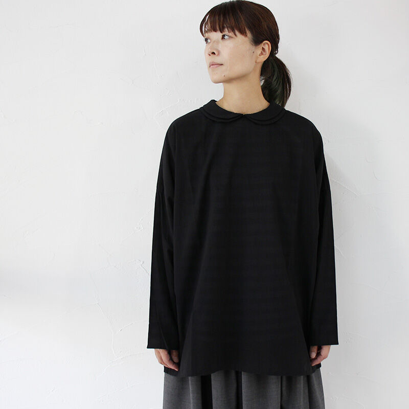 ホームスパン homspun 丸襟ブラウス homspun （ホームスパン）フラットカラーブラウス