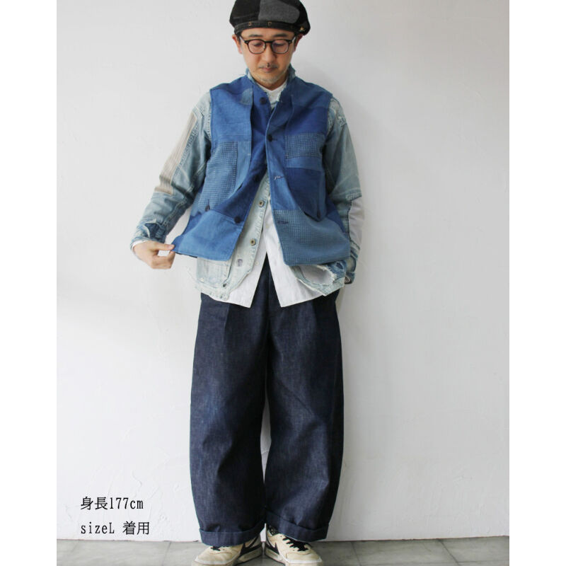 FUNSET OF ART ファンセットオブアート IDGパッチワークMATAGIベスト #インディゴ 【送料無料】