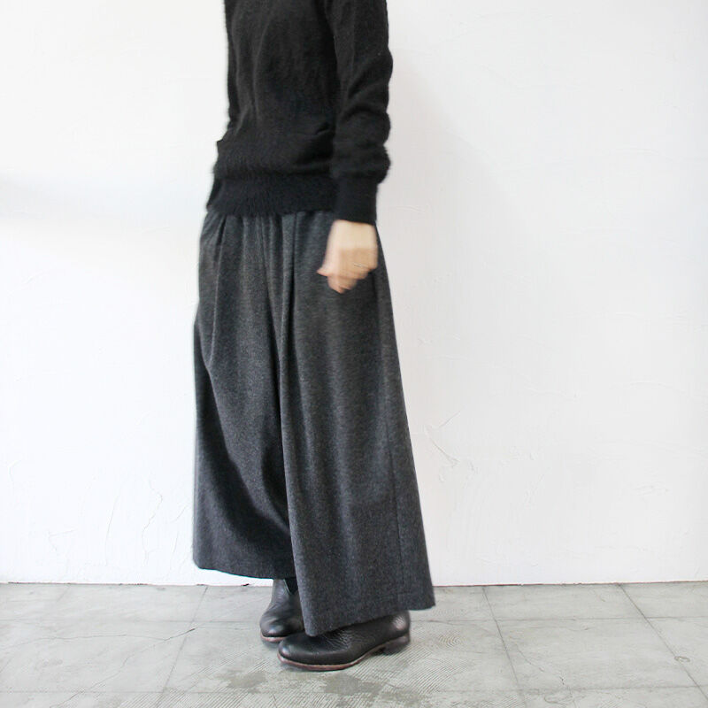 atelier naruse アトリエナルセ furano wool wide pants #杢ブラック 【送料無料】