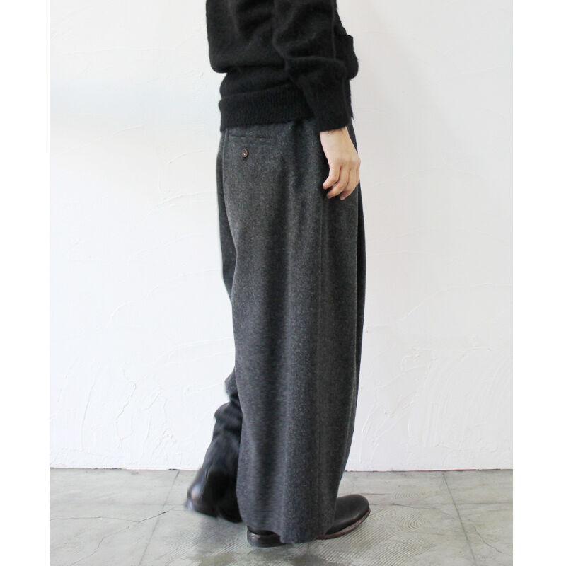 atelier naruse アトリエナルセ furano wool wide pants #杢ブラック 【送料無料】