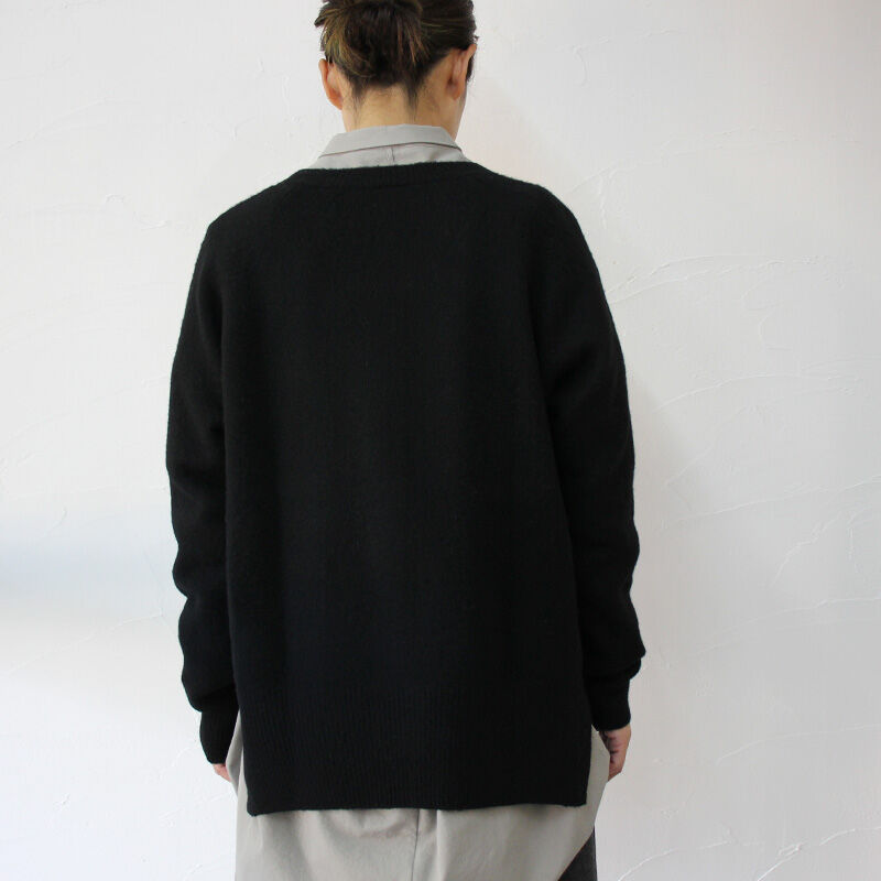 紫③ NA840さ homspun ウール デザイン ニットカーディガン セーター