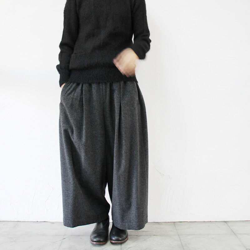 atelier naruse アトリエナルセ furano wool wide pants #杢ブラック 【送料無料】
