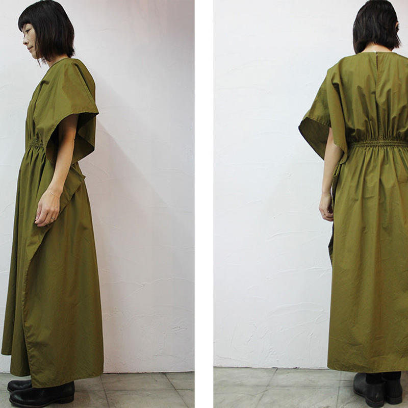 Homspun ホームスパン 100 2ブロードワイドスリーブギャザーワンピース ブルー カ Homspun ホームスパン 100 2ブロードワイドスリーブギャザーワンピース ブルー カ