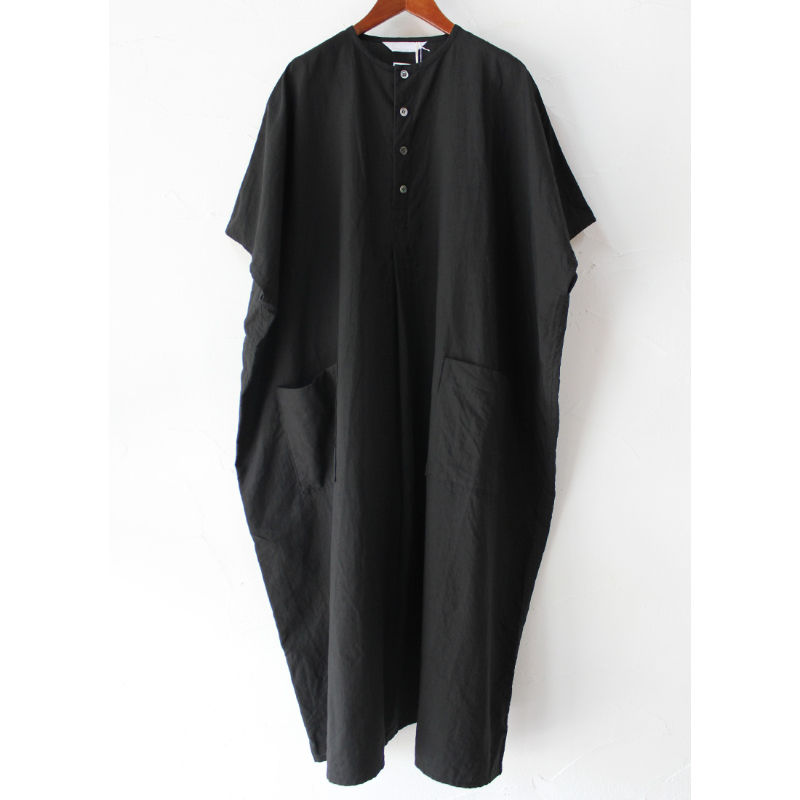 Homspun ホームスパン C Lマットノーカラーbigワンピース ブラック 送料無料