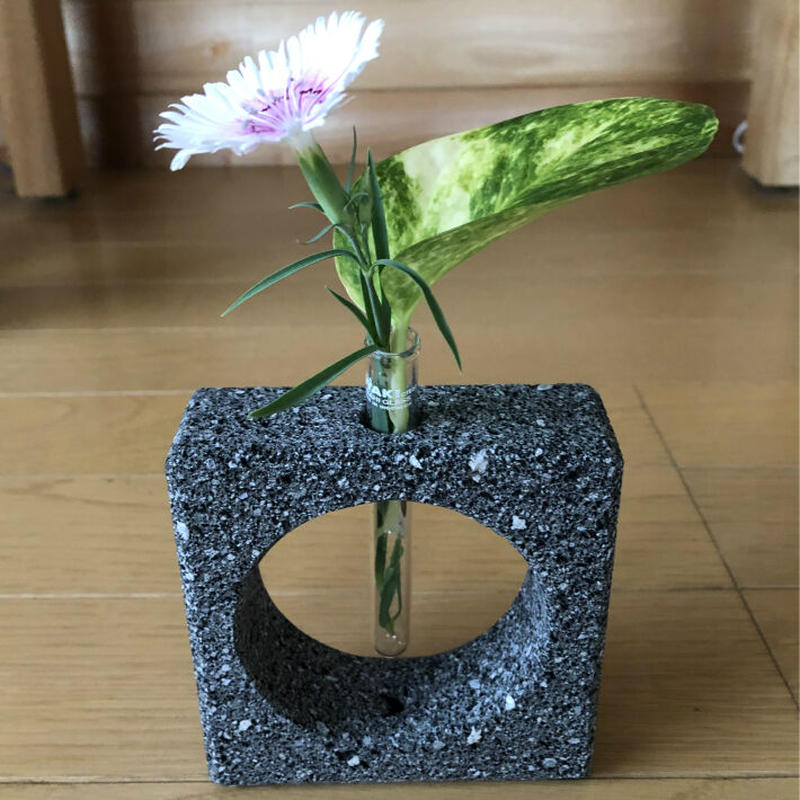 溶岩石デザイン一輪挿し角花 花瓶 おしゃれ インテリア 溶岩 ガラス管 造花 ドライフラワー