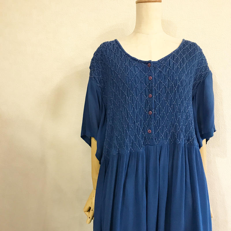 ブルーのインド綿ワンピース Sunchild Store