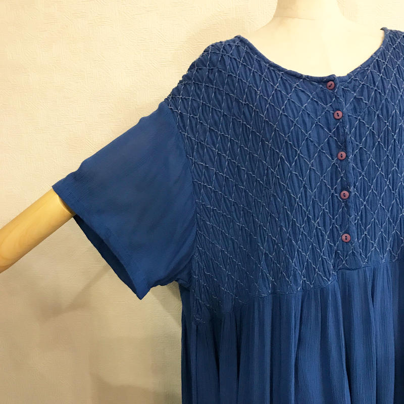 ブルーのインド綿ワンピース Sunchild Store ブルーのインド綿ワンピース Sunchild Store