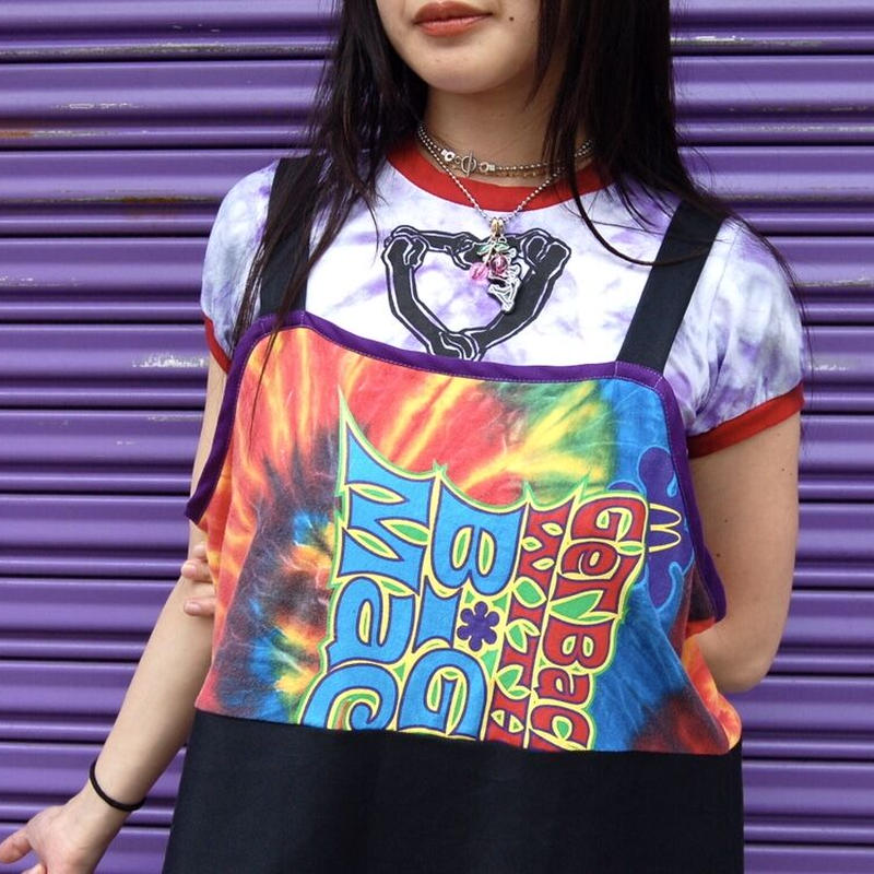 リメイク タイダイ ブラックデニムロングスリットワンピース Swivel Slum Dive