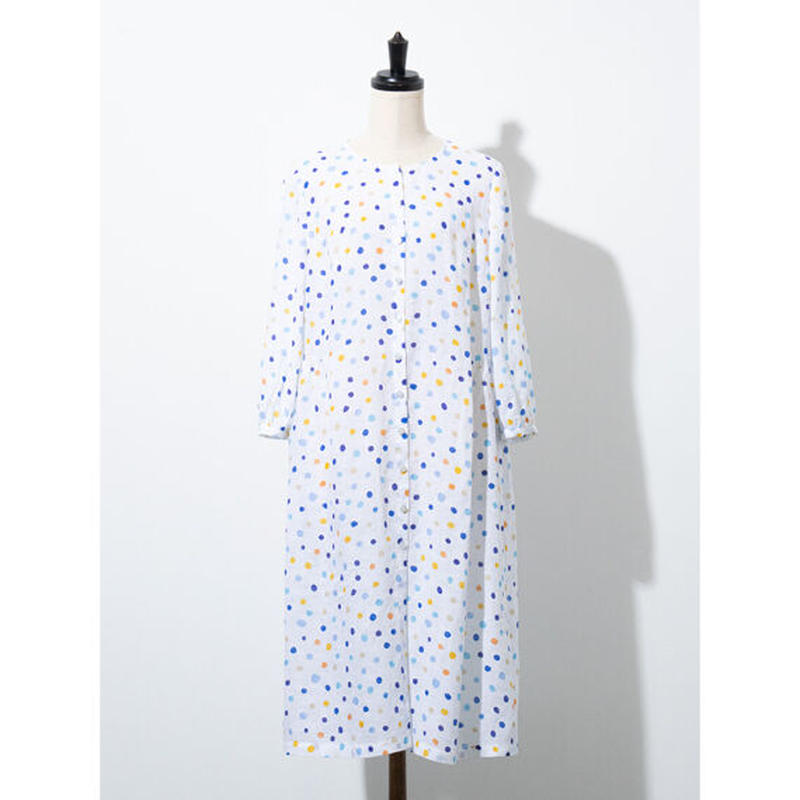 リネンドットプリント 前開きワンピース 11fa006 Tabasa