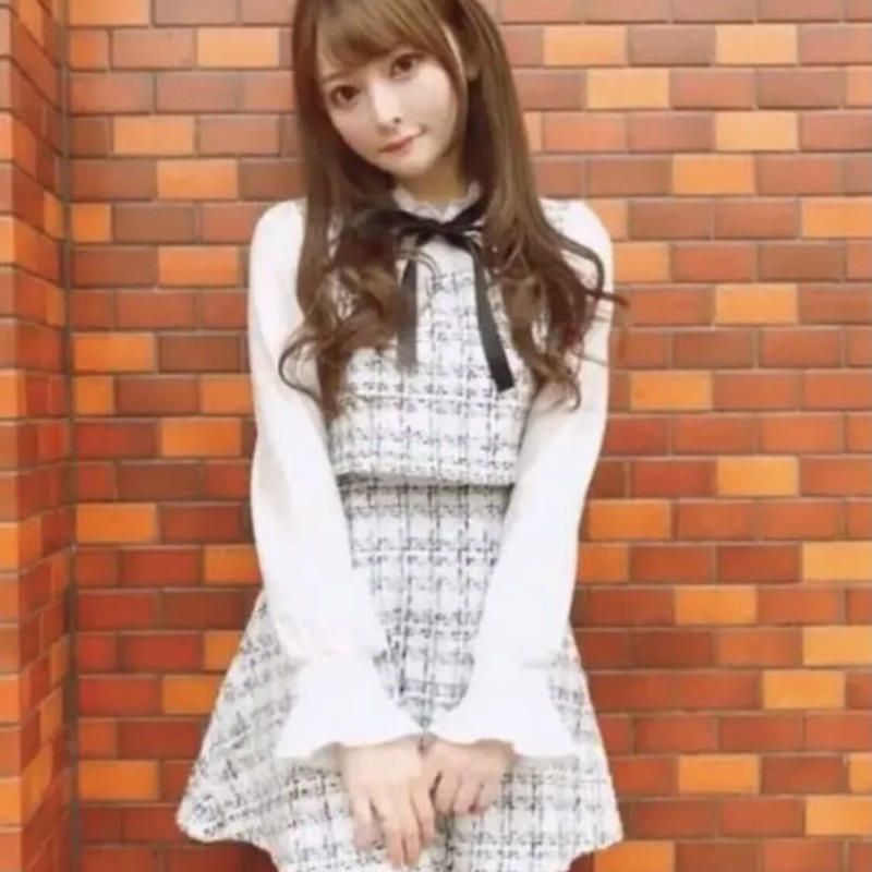 韓国 セットアップ ツイード ドッキング ベルスリーブ ミニワンピース フレア Nshop 韓国 セットアップ ツイード ドッキング ベルスリーブ ミニワンピース フレア Nshop