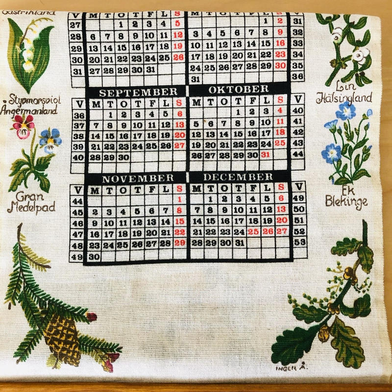 Almedahls アルメダールス 布地壁掛けカレンダー 1999年 Wasurenagusa