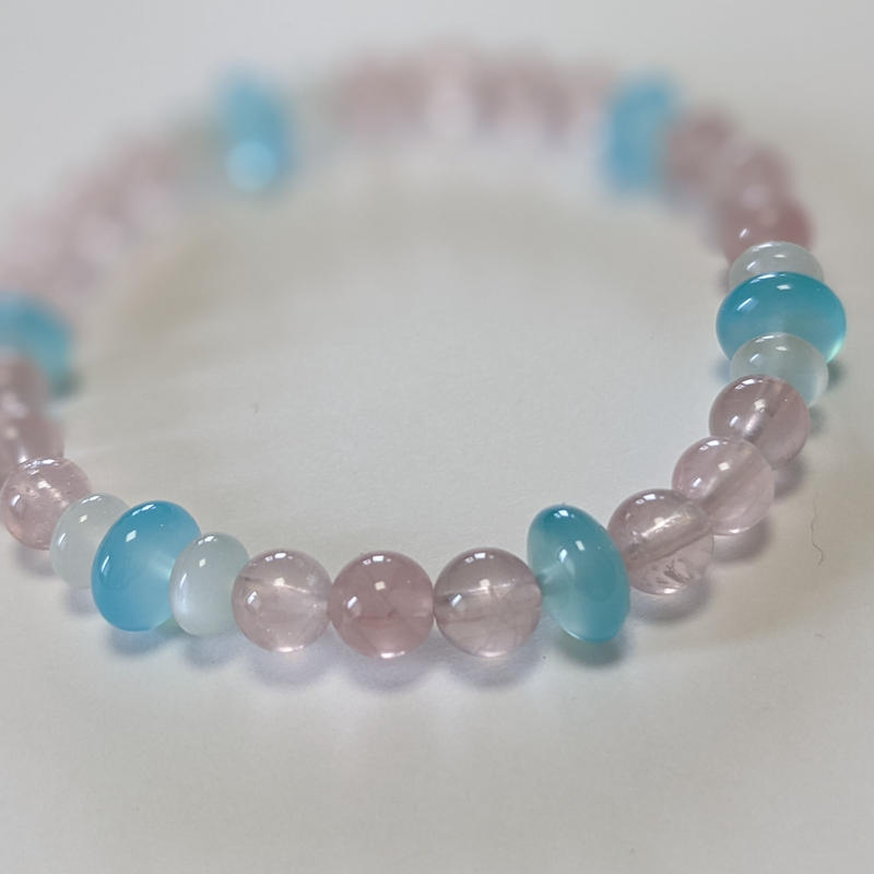 シーブルーカルセドニー u0026 サンストーン デザインブレスレット www