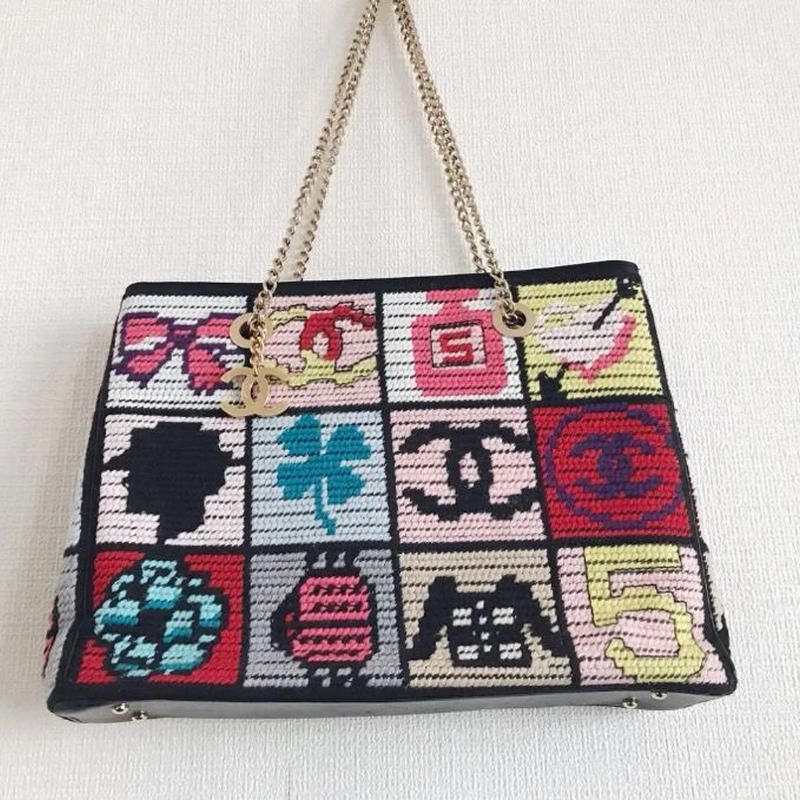 シャネル CHANEL アイコン柄 パッチワーク チェーンショルダー