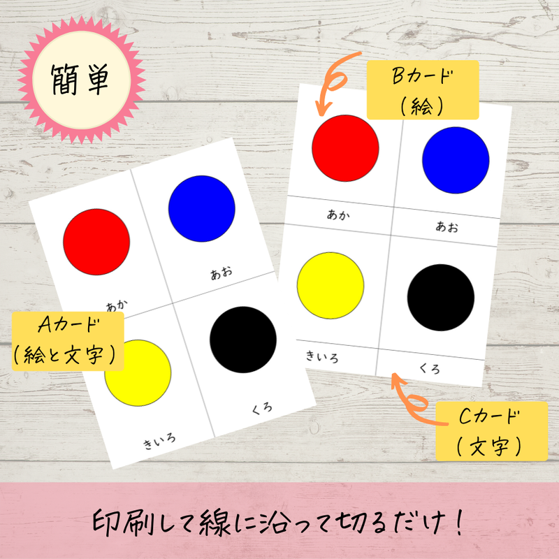 色 モンテッソーリ絵カードpdf 日本語 英語 種まき いろは