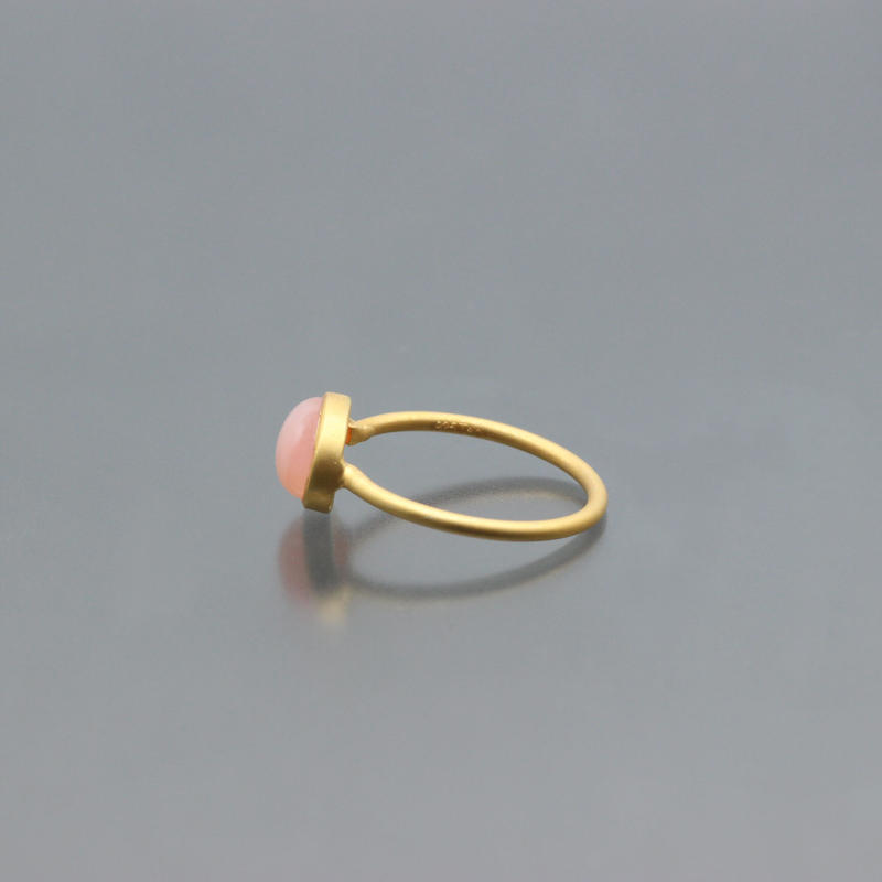 ピンクオパールリング 14号 艶消し18kgp Tao 天然石アクセサリー 雑貨