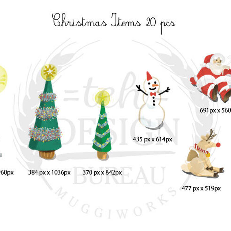 Png クリスマスイラスト 背景透過png pcsセット Teh Design Bu