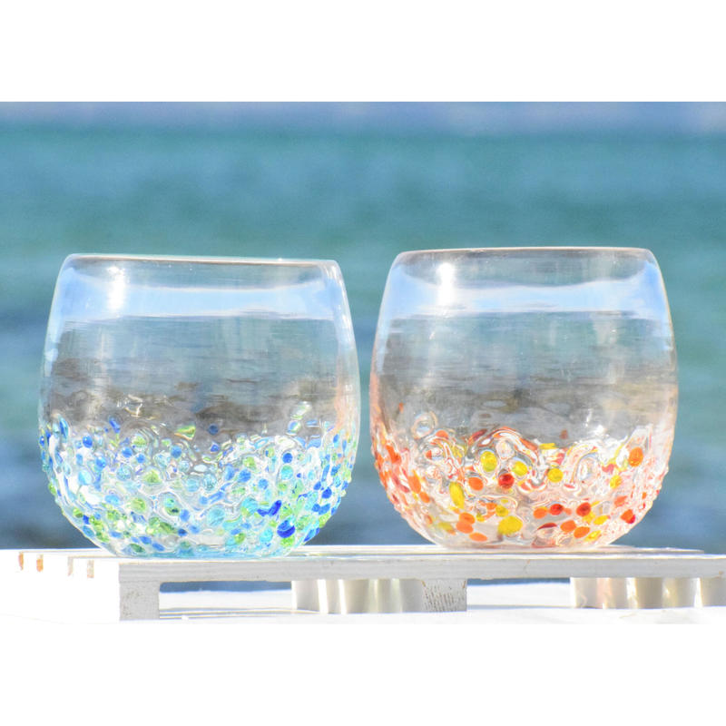 つぶつぶ丸グラス オレンジ系 てぃだ工房 Online Store