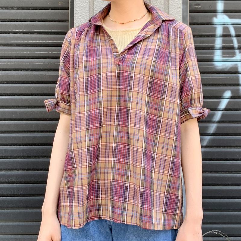 チェック プルオーバー半袖シャツ The Department Store