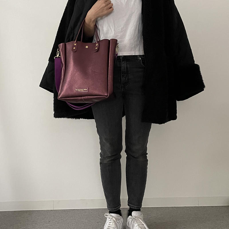 ソルボワ 美品 本革 Nathally ヌメ革とハラコ ショルダーバッグ