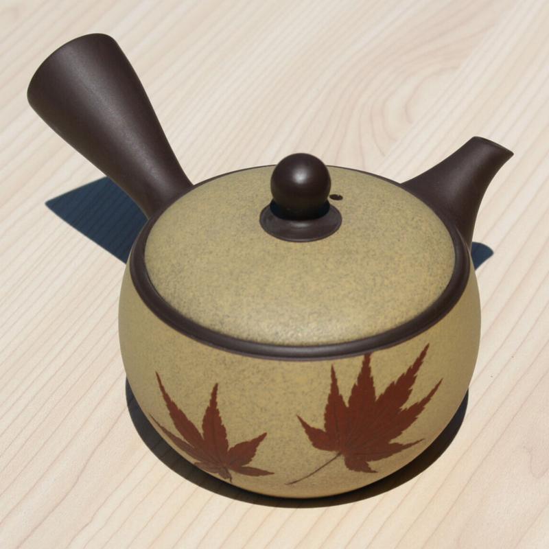 夏目雅仁 朱泥紅葉彫急須 常滑焼