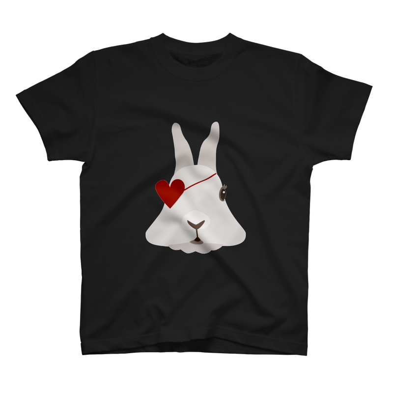 ハートのウサギ Tシャツ ブラック Tokyo Alice トウキョウアリス ふし