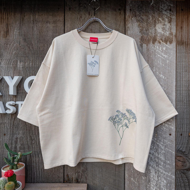 かすみ草のゆるだぼフラワーtシャツ 紙の花屋 Asanochiaki Tokyo Fant