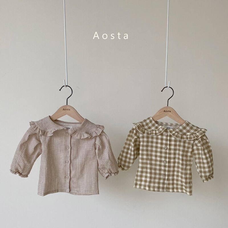 Aosta チェックフリルブラウス Toto Mart