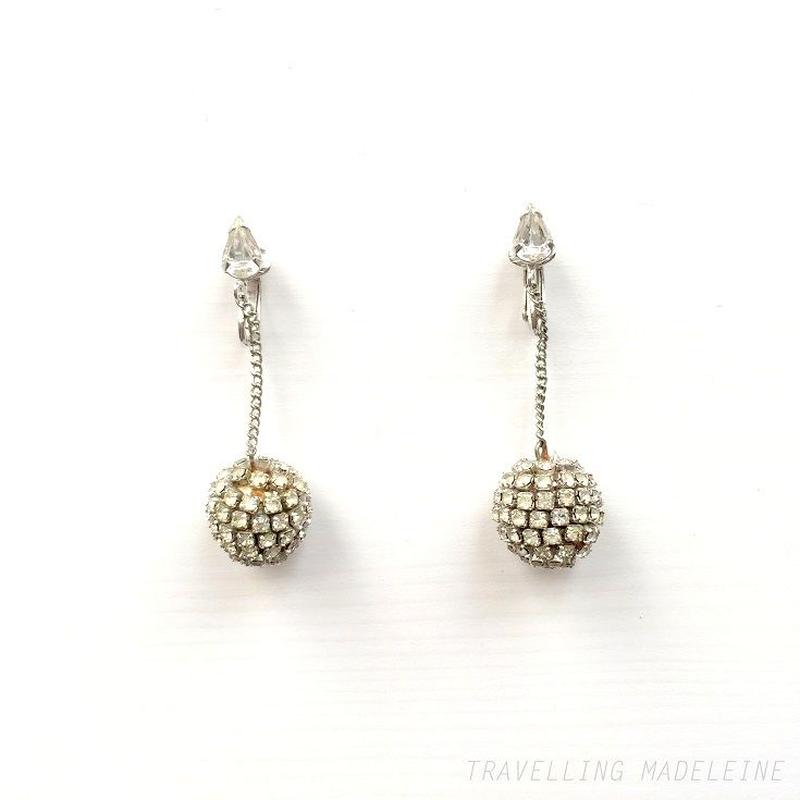 ラインストーンボール ドロップクリップイヤリング Rhinestone Ball Drop C ラインストーンボール ドロップクリップイヤリング Rhinestone Ball Drop C