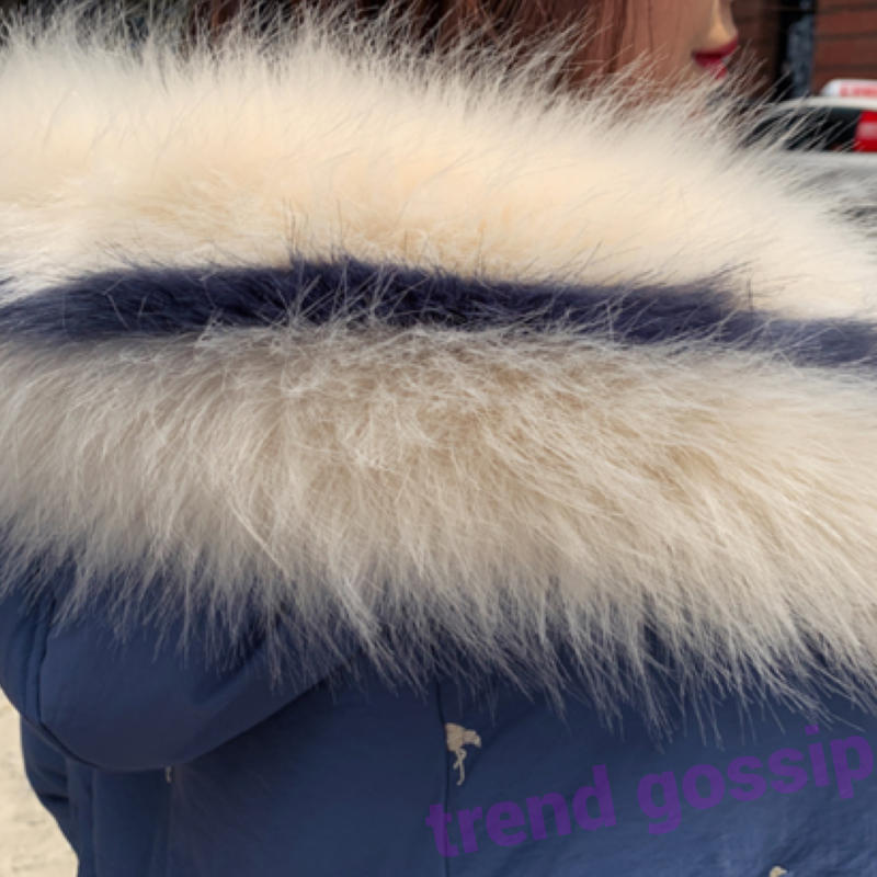 フードファー付きフラミンゴ刺繍中綿ロングコート アウター 3色展開 S Xxl 19aw