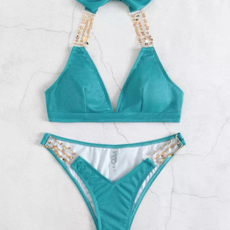 エンポリオ・アルマーニ ARMANI ビキニ 黄緑色 ビジューロゴ OFF htckl