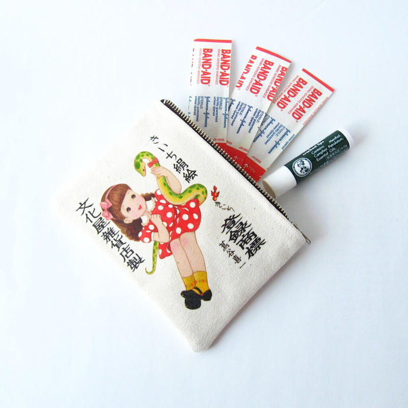 文化屋雑貨店 プリントポーチミニ きいち 大蛇と女の子 元 鶴谷洋服店 通販部