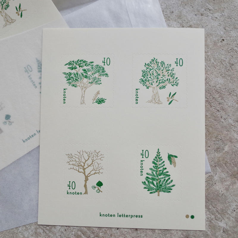 Knoten 切手風シール 木々 ツバキ舎