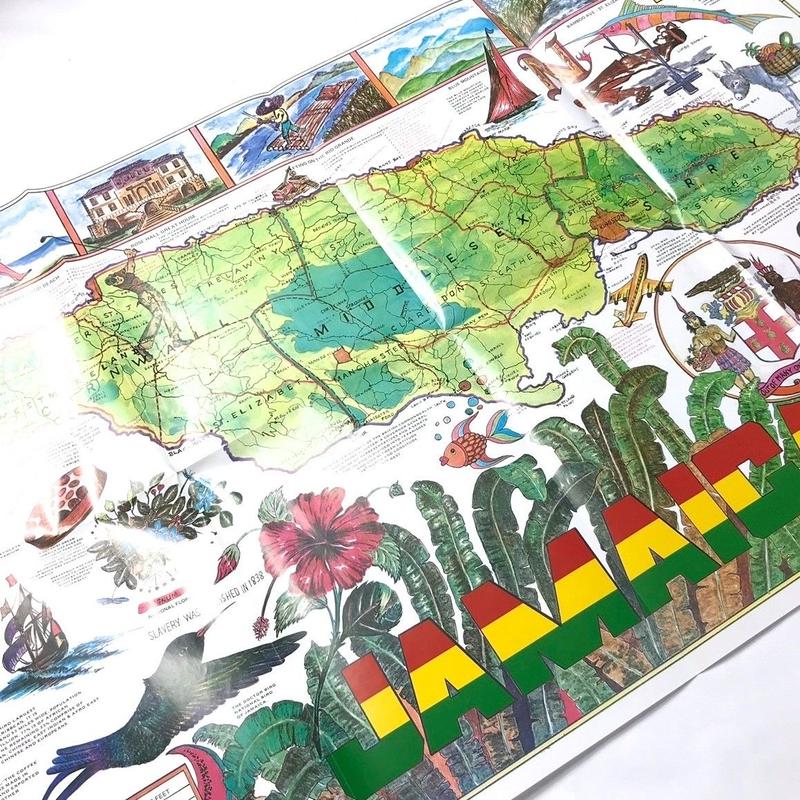 ジャマイカ直輸入 ジャマイカマップ ポスター Dead Stock レゲエとジャマイカ