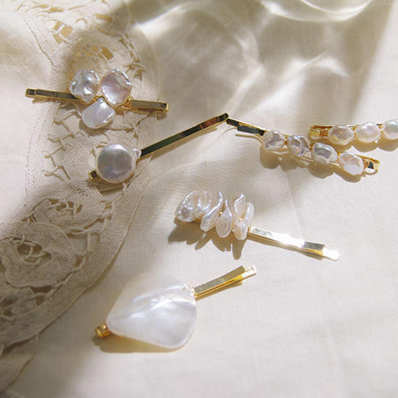 バロックパールヘアクリップセット 3 Tuwakrim